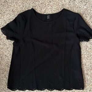 Shein, black, eyelet sleeve detail, short sleeve. Like new.
